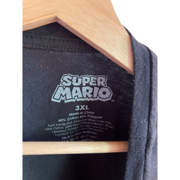 Super Mario Black Short Sleeve Tshirt Graphic Tee Men's Size 3xl Video Game Tee - Picture 3 of 4
